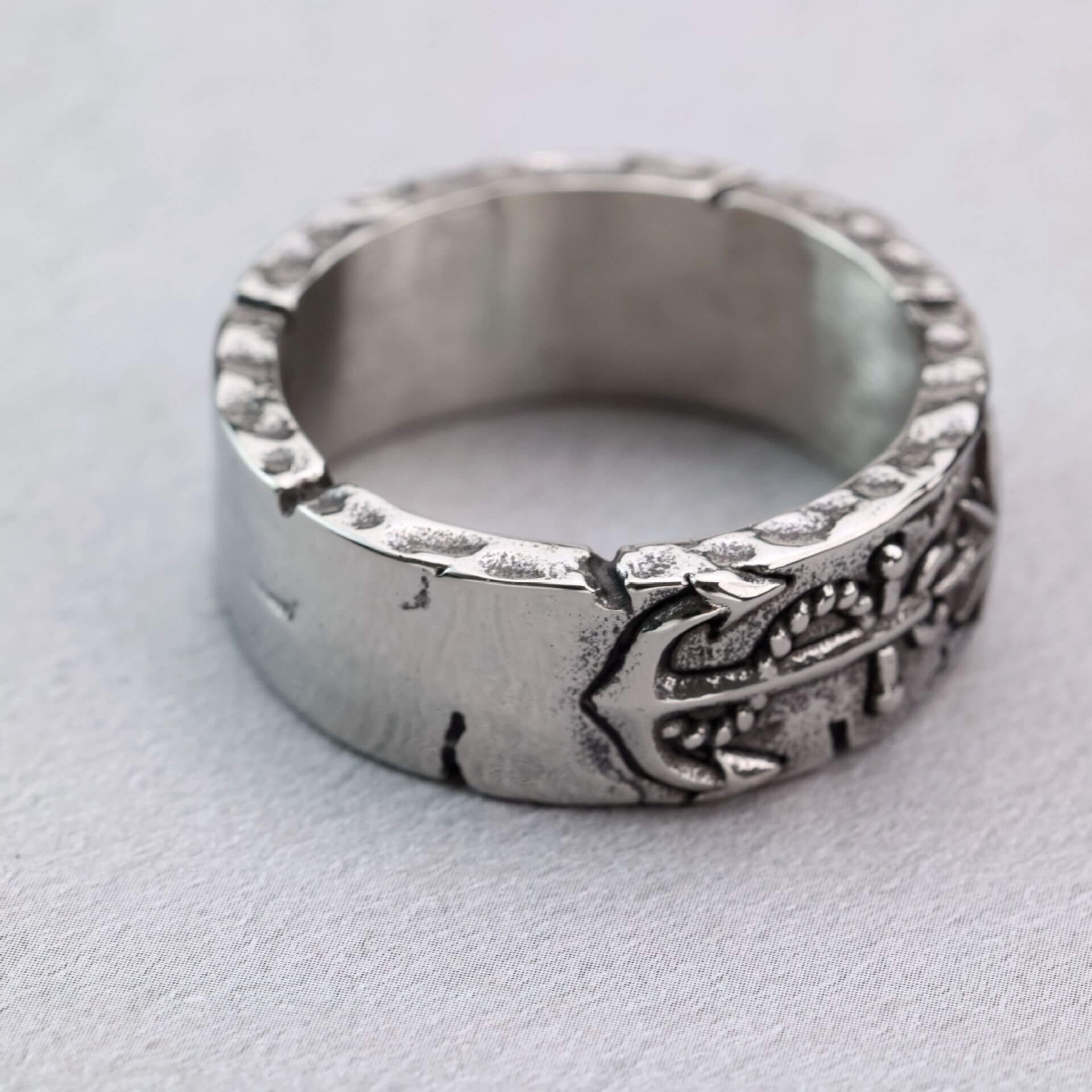 16557-vintage-eight-pointed-star-pirate-anchor-stainless-steel-ring-7.jpg Vintage Eight-Pointed Star Pirate Anchor Stainless Steel Ring