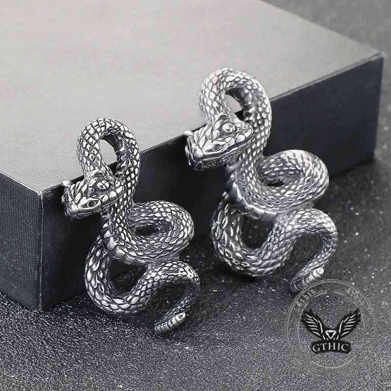 Vintage Python Stainless Steel Snake Pendant