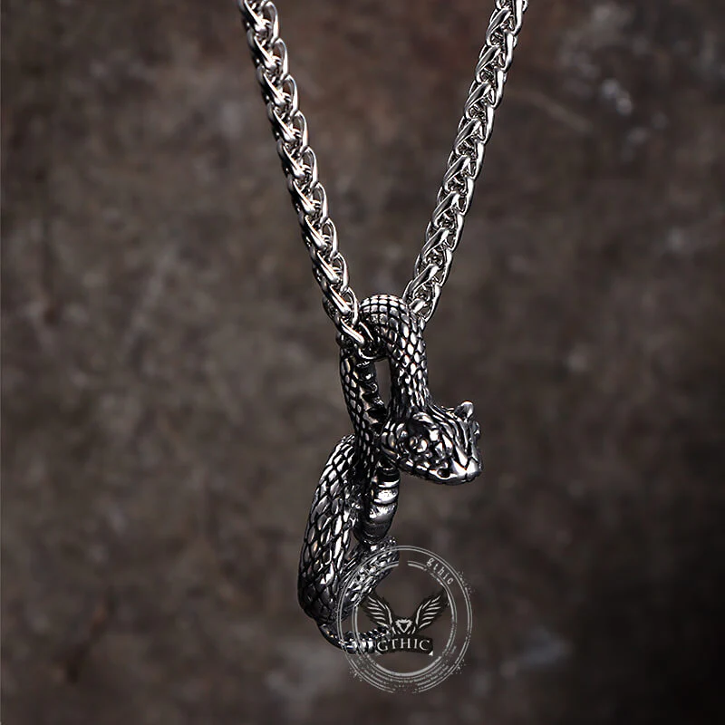 Vintage Python Stainless Steel Snake Pendant