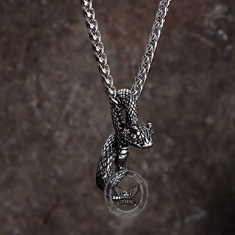 Vintage Python Stainless Steel Snake Pendant
