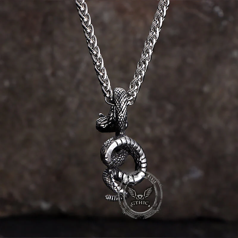 Vintage Python Stainless Steel Snake Pendant