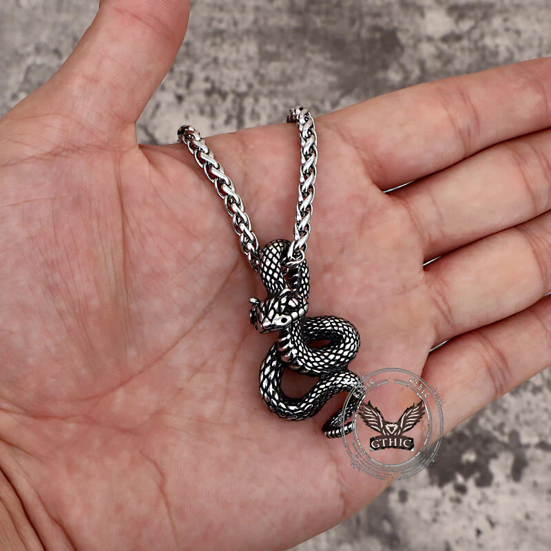 Vintage Python Stainless Steel Snake Pendant