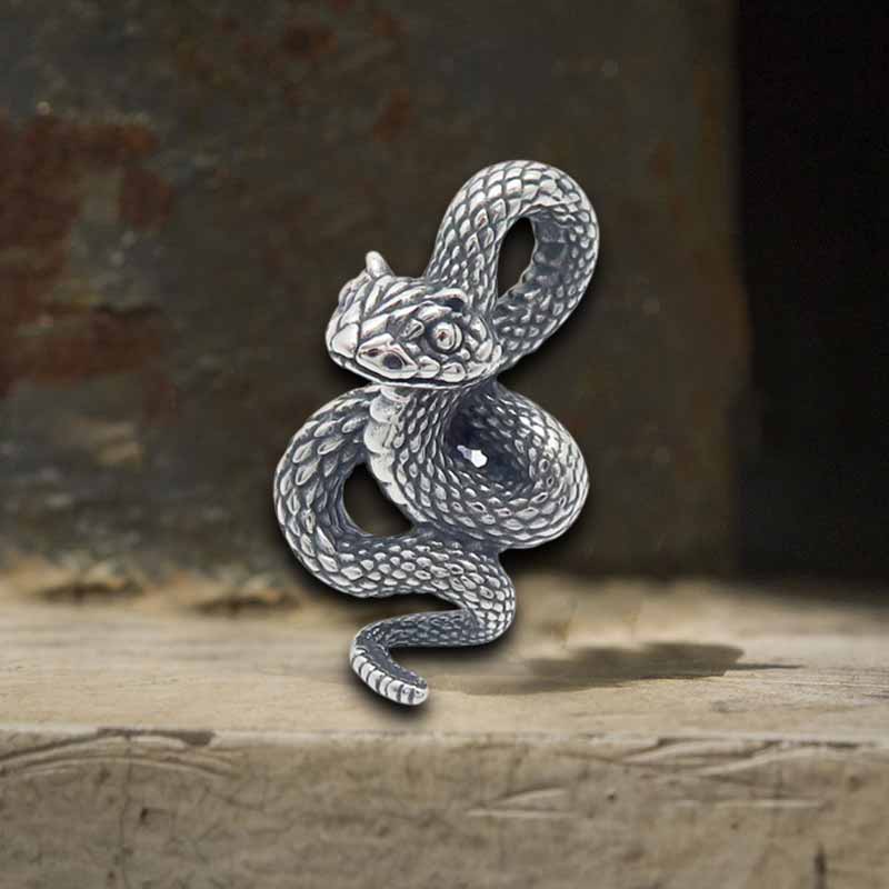 Vintage Python Stainless Steel Snake Pendant