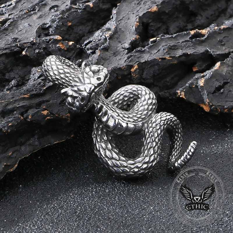 Vintage Python Stainless Steel Snake Pendant