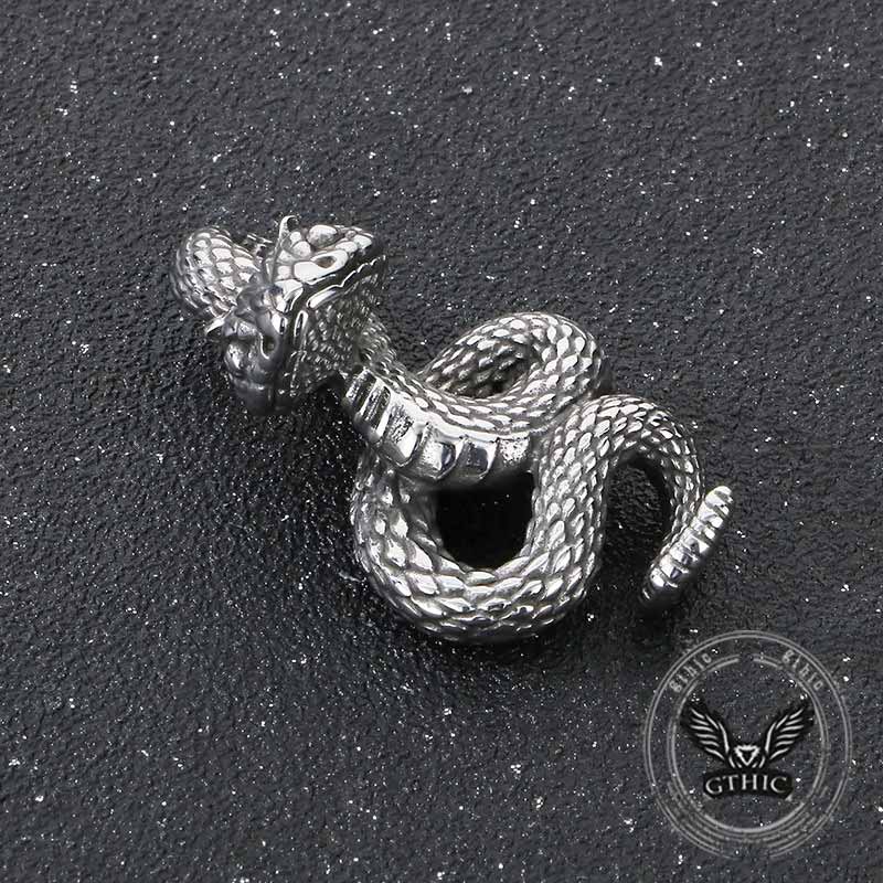 Vintage Python Stainless Steel Snake Pendant