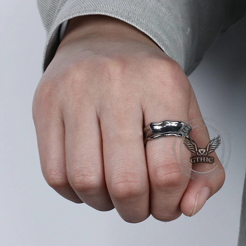 Vintage Wave Stainless Steel Simple Ring