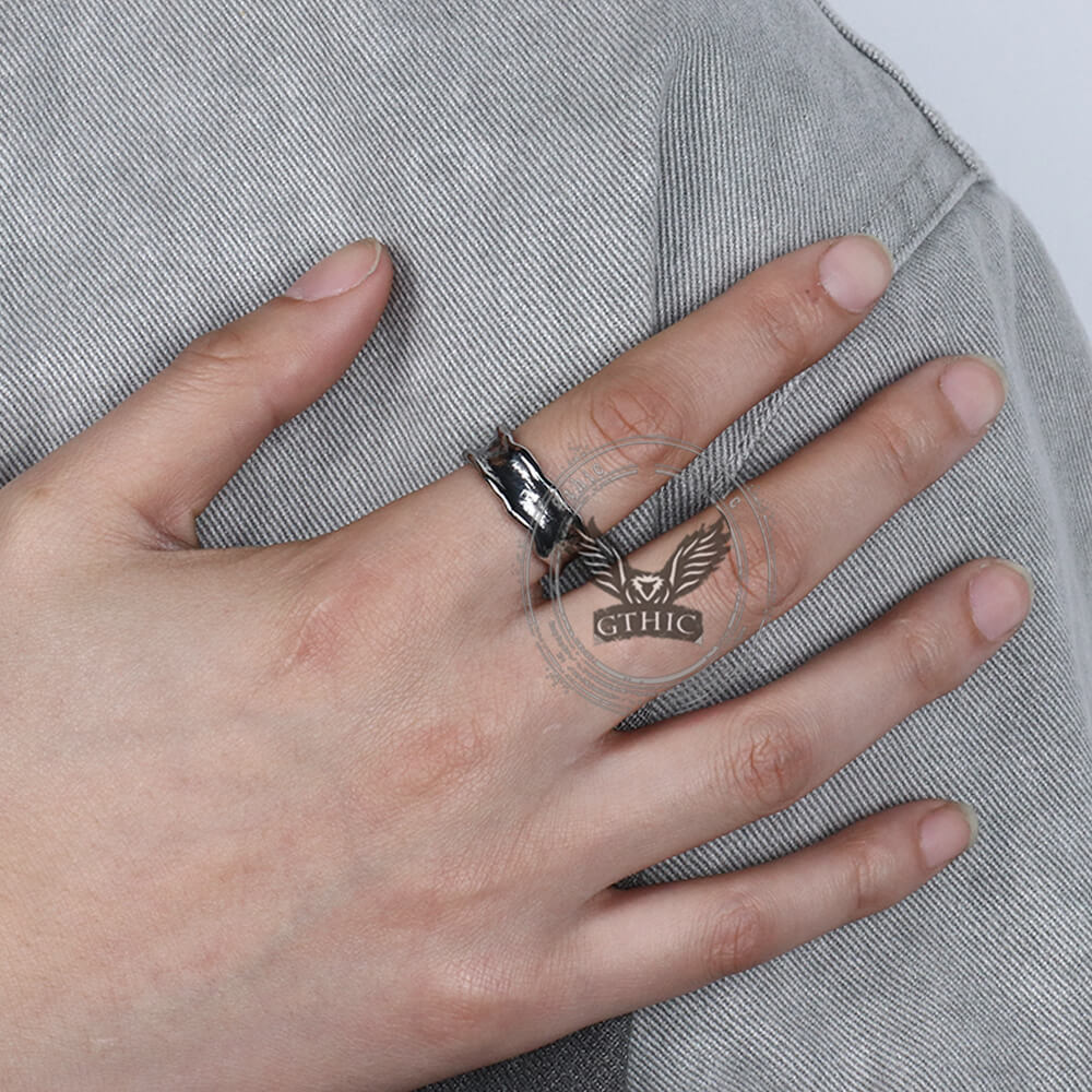 Vintage Wave Stainless Steel Simple Ring