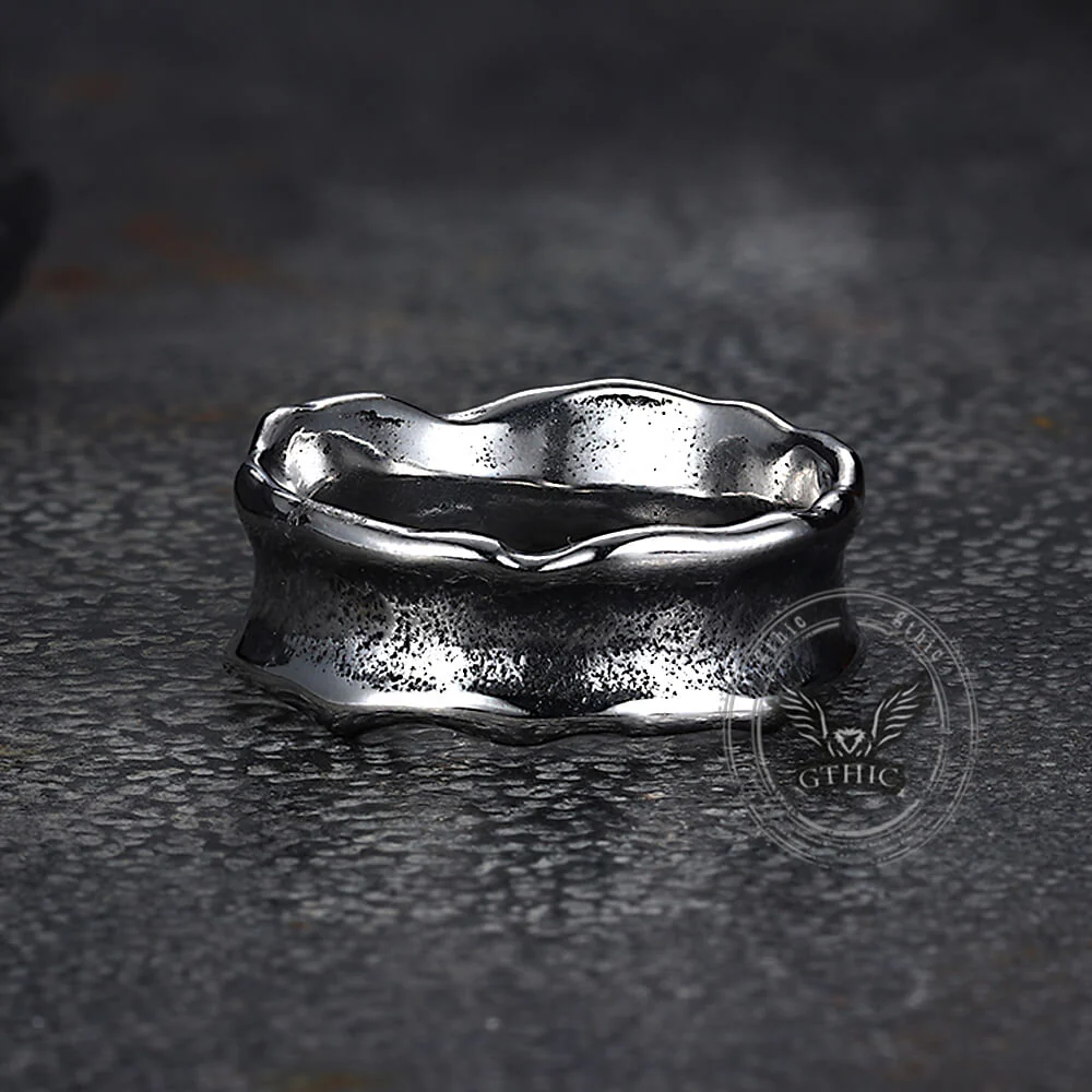 Vintage Wave Stainless Steel Simple Ring