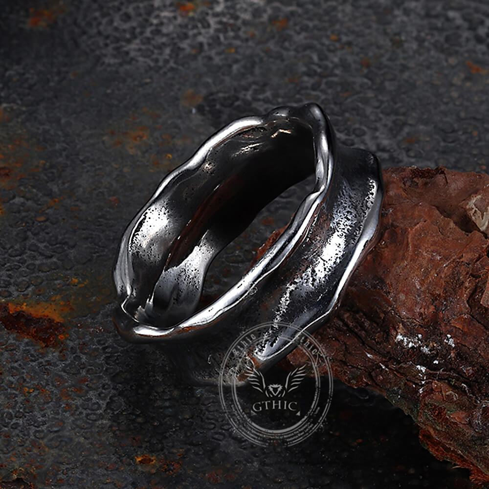 Vintage Wave Stainless Steel Simple Ring
