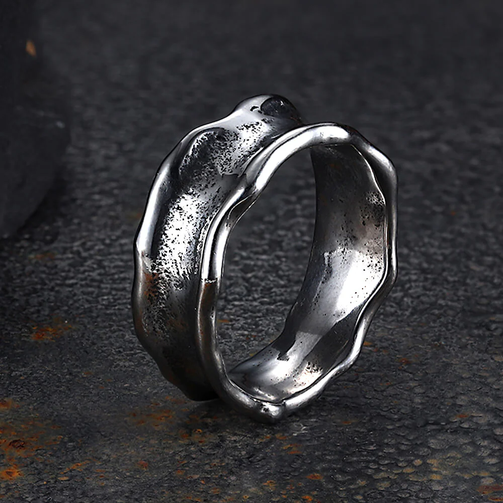 Vintage Wave Stainless Steel Simple Ring