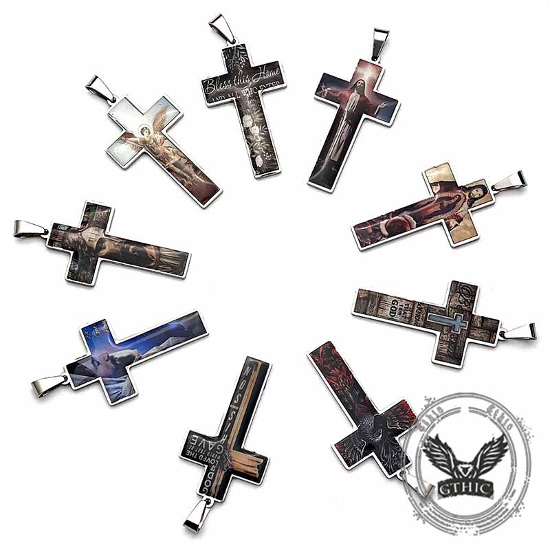 16590-vintage-painted-jesus-cross-stainless-steel-pendant-1.jpg Vintage Painted Jesus Cross Stainless Steel Pendant