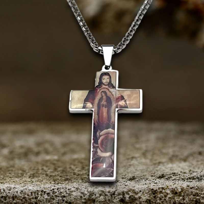 16590-vintage-painted-jesus-cross-stainless-steel-pendant-12.jpg Vintage Painted Jesus Cross Stainless Steel Pendant