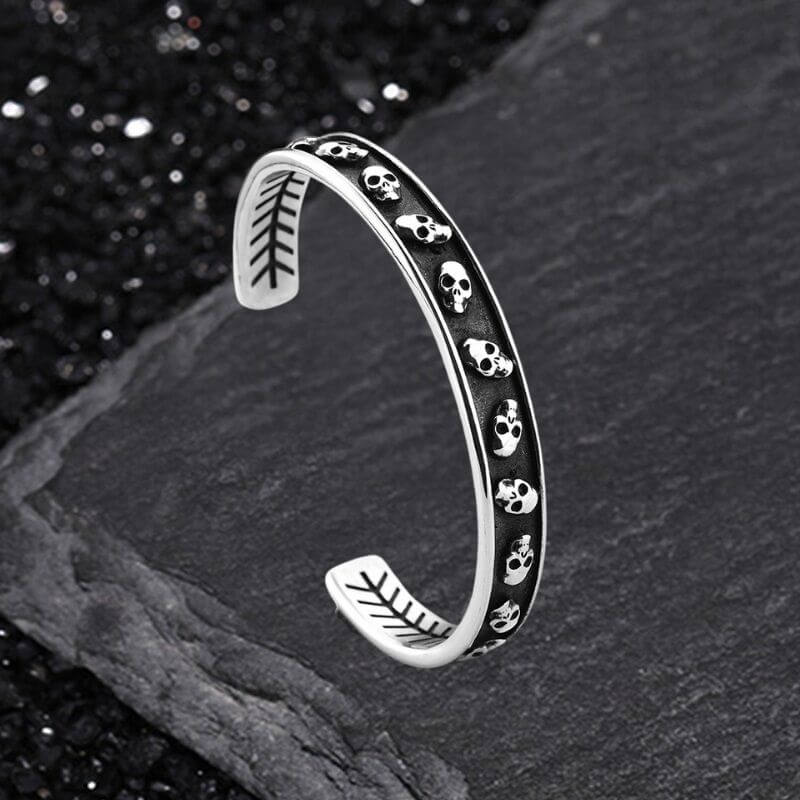 16606-gothic-skull-fishbone-stainless-steel-open-bracelet-10.jpg Gothic Skull Fishbone Stainless Steel Open Bracelet