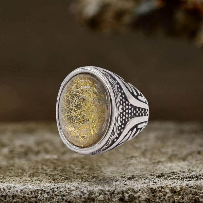 16622-vintage-textured-gemstone-stainless-steel-ring-5.jpg Vintage Textured Gemstone Stainless Steel Ring