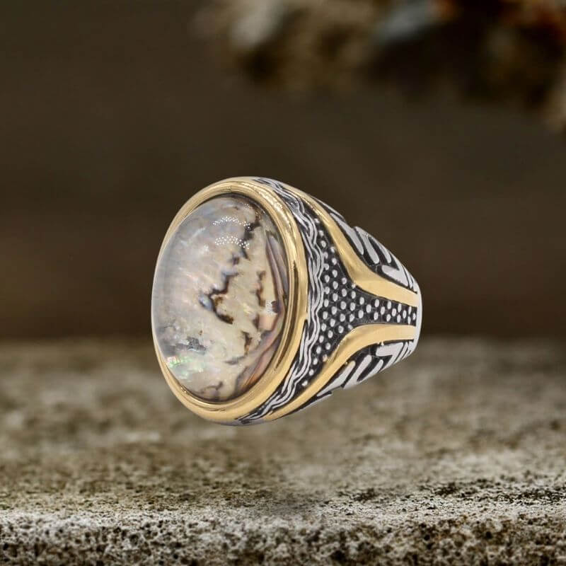 16622-vintage-textured-gemstone-stainless-steel-ring-7.jpg Vintage Textured Gemstone Stainless Steel Ring