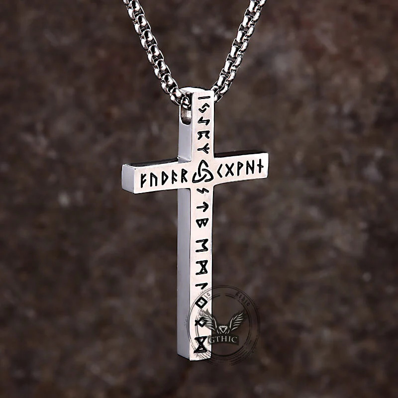 Nordic Celtic Knot Rune Stainless Steel Cross Pendant
