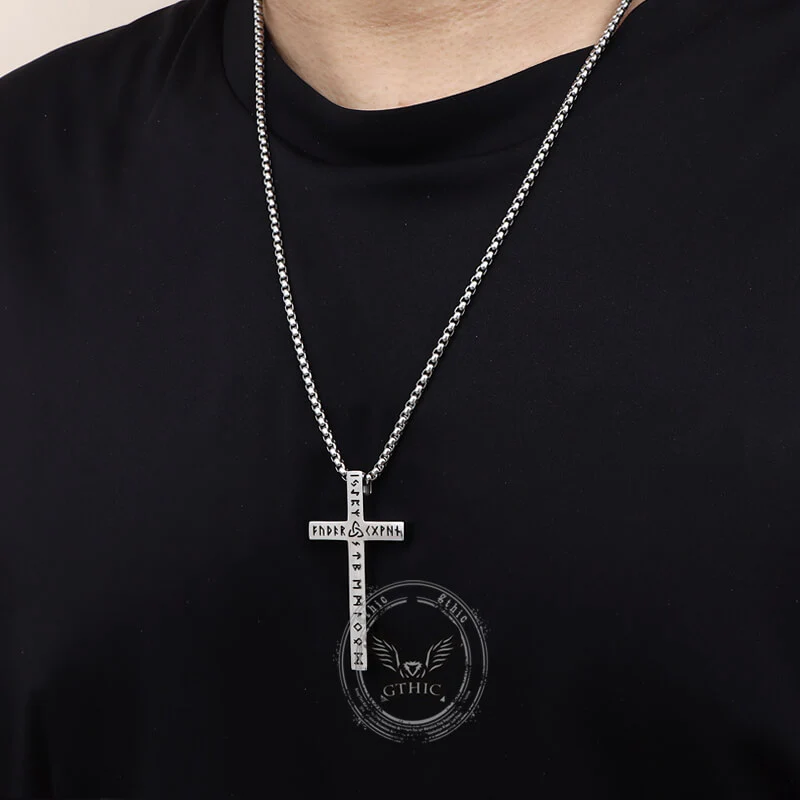 Nordic Celtic Knot Rune Stainless Steel Cross Pendant