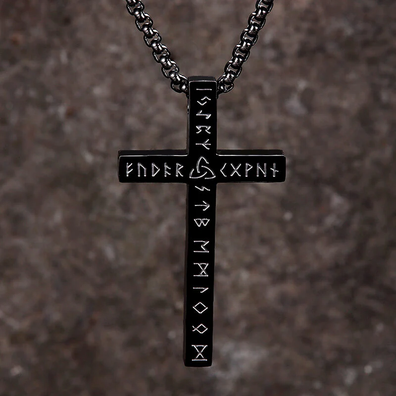 Nordic Celtic Knot Rune Stainless Steel Cross Pendant