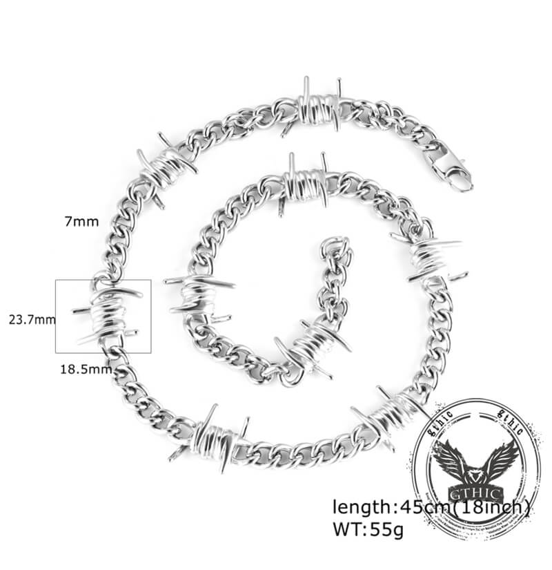 Punk Thorn Chunky Stainless Steel Necklace