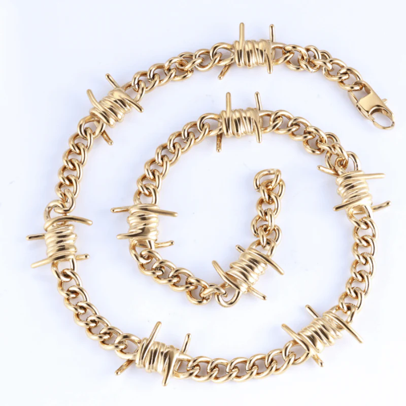 Punk Thorn Chunky Stainless Steel Necklace