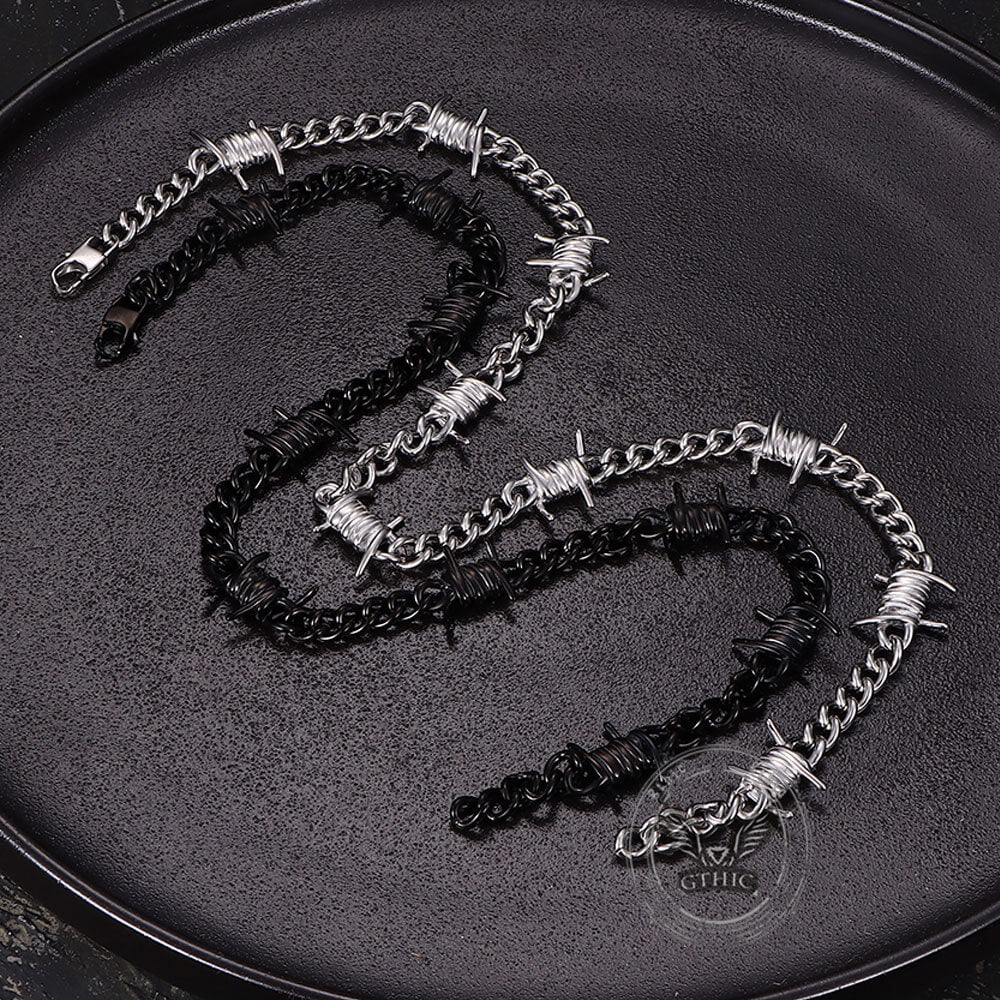 Punk Thorn Chunky Stainless Steel Necklace