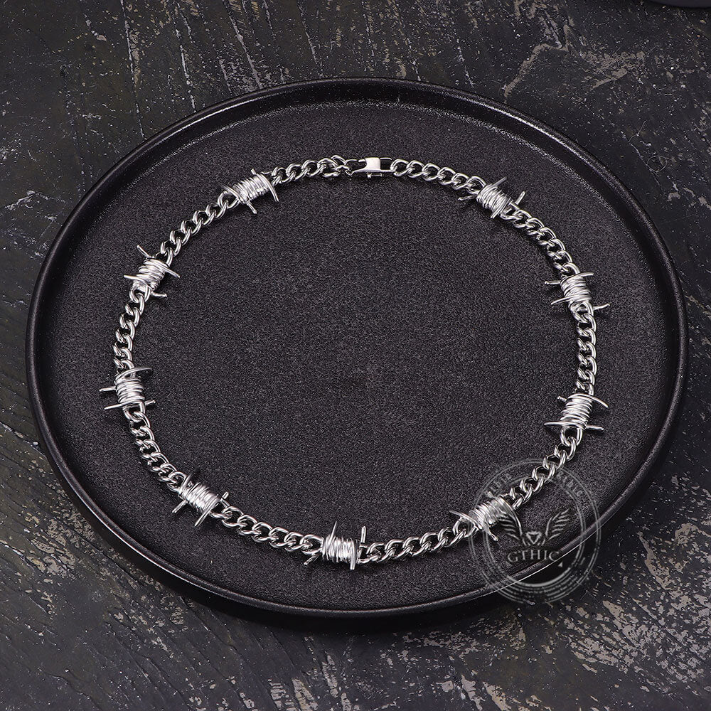 Punk Thorn Chunky Stainless Steel Necklace