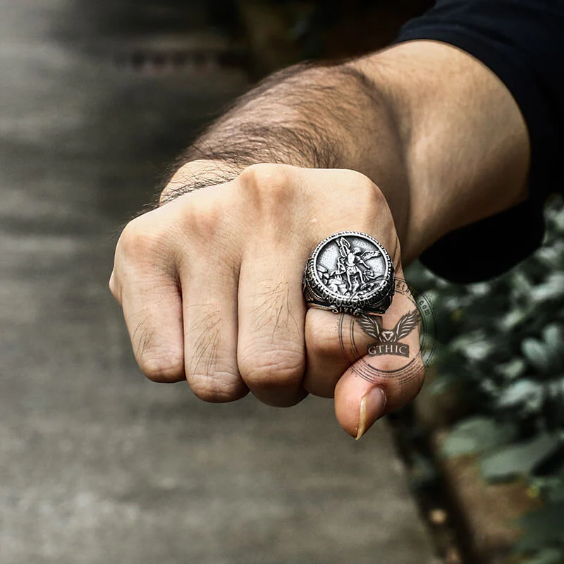 1670-archangel-saint-michael-stainless-steel-men-s-ring-handcrafted-3.webp Archangel Saint Michael Stainless Steel Men’s Ring Handcrafted