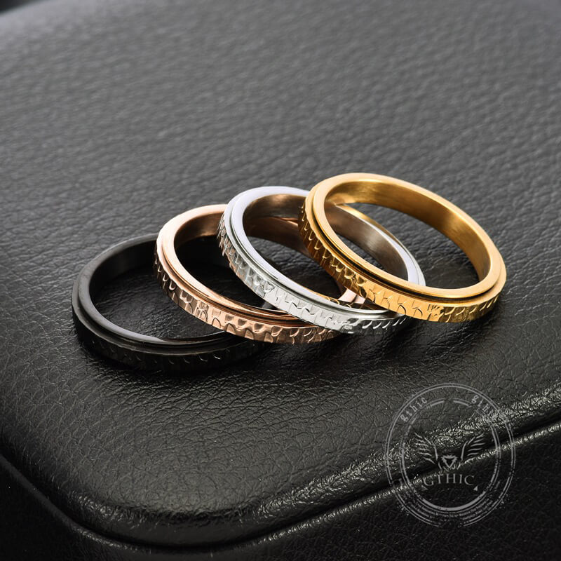 Fashionable Hammered Stainless Steel Spinner Ring