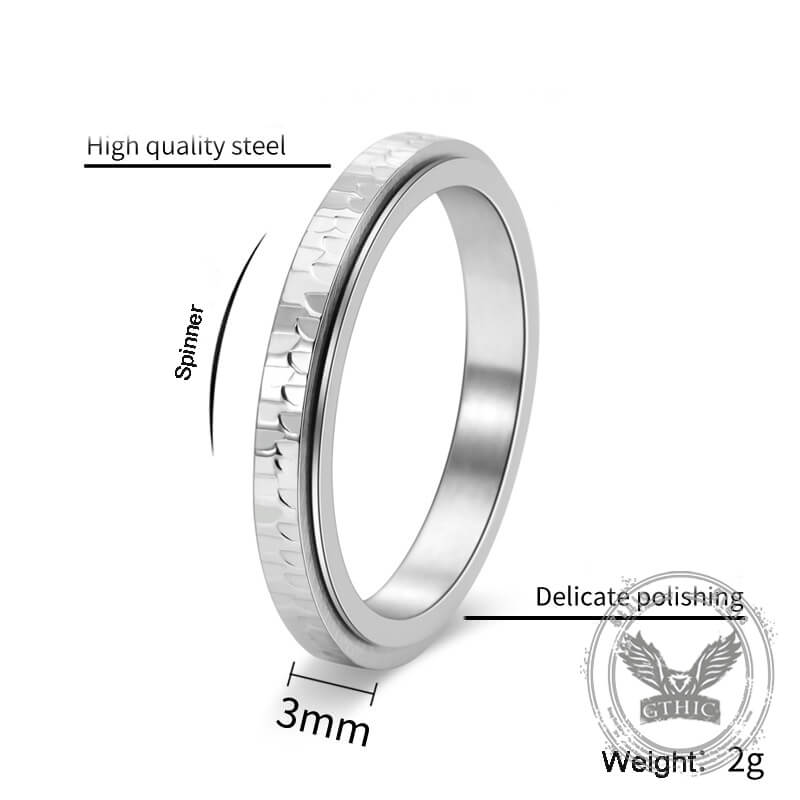 Fashionable Hammered Stainless Steel Spinner Ring
