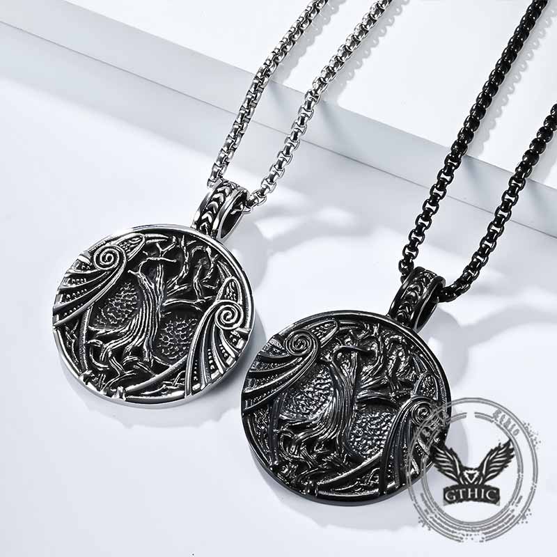 Vintage Yggdrasil Helm of Awe Stainless Steel Pendant