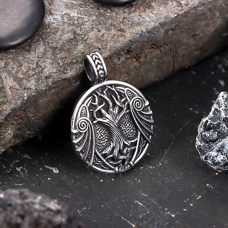 Vintage Yggdrasil Helm of Awe Stainless Steel Pendant
