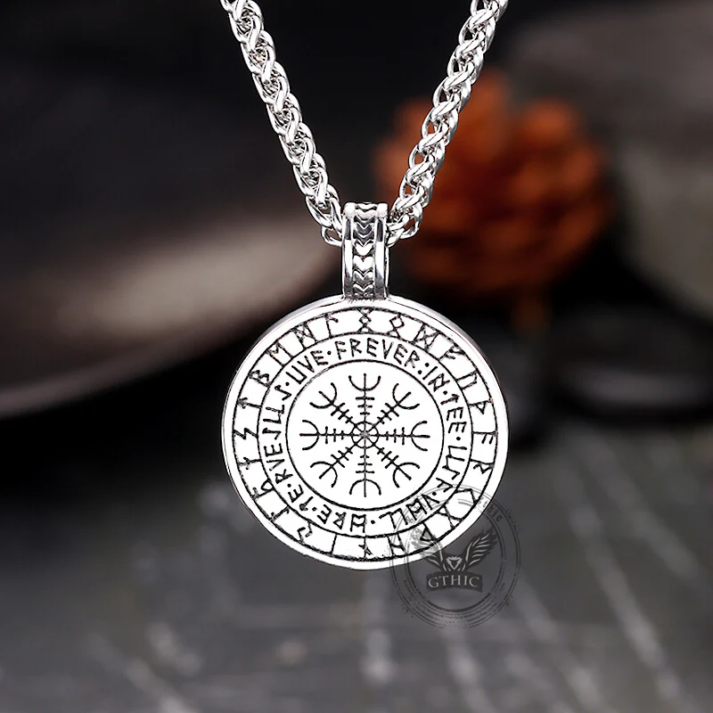Vintage Yggdrasil Helm of Awe Stainless Steel Pendant
