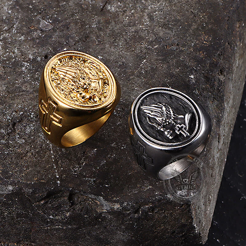 Hip Hop Praying Hands Cross Stainless Steel Ring