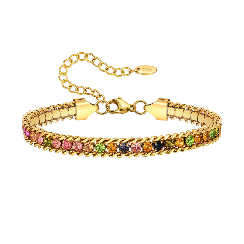 Shiny Zirconia Three-Layer Stainless Steel Bracelet