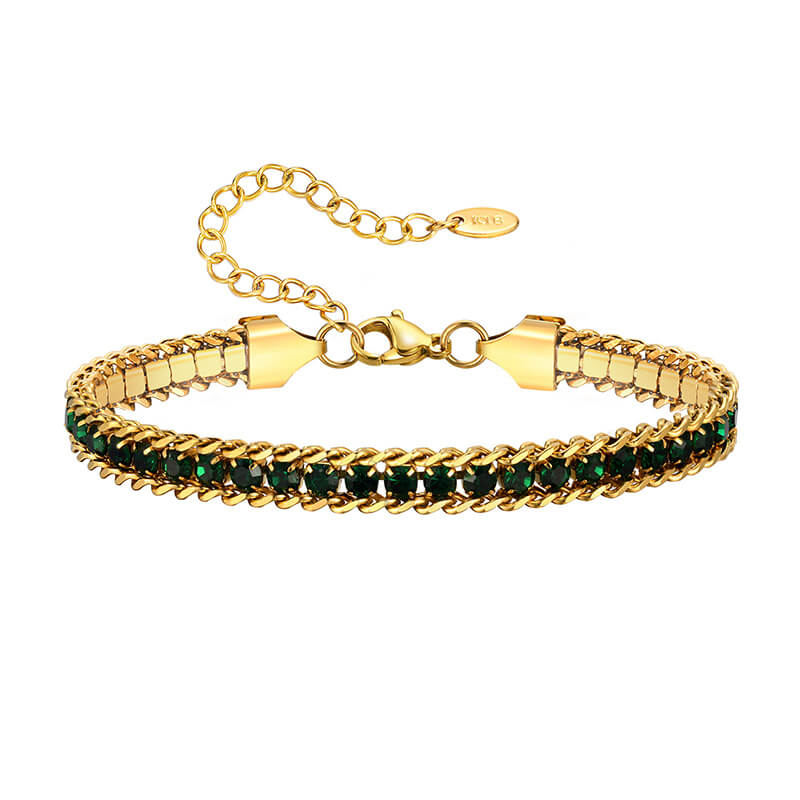 Shiny Zirconia Three-Layer Stainless Steel Bracelet