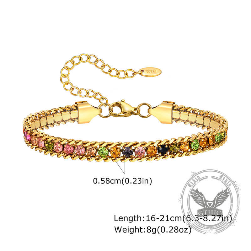 Shiny Zirconia Three-Layer Stainless Steel Bracelet