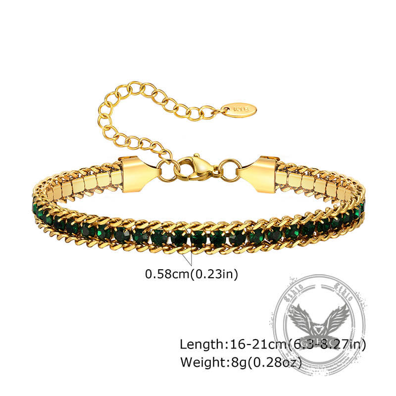 Shiny Zirconia Three-Layer Stainless Steel Bracelet