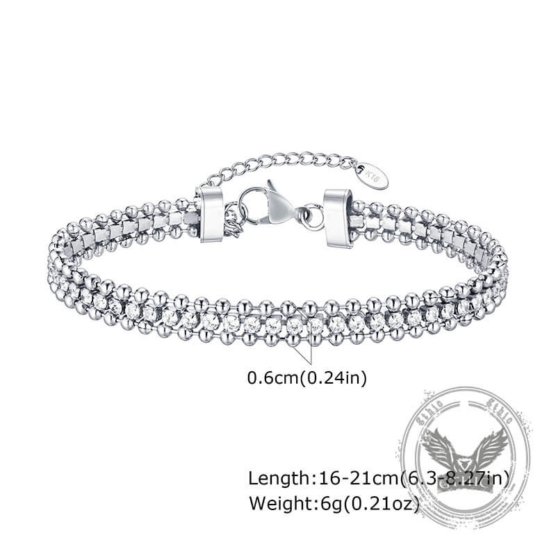 Shiny Zirconia Three-Layer Stainless Steel Bracelet