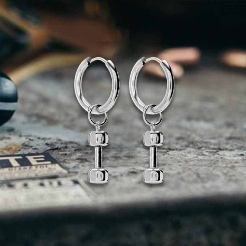 Simple Dumbbell Stainless Steel Drop Earrings