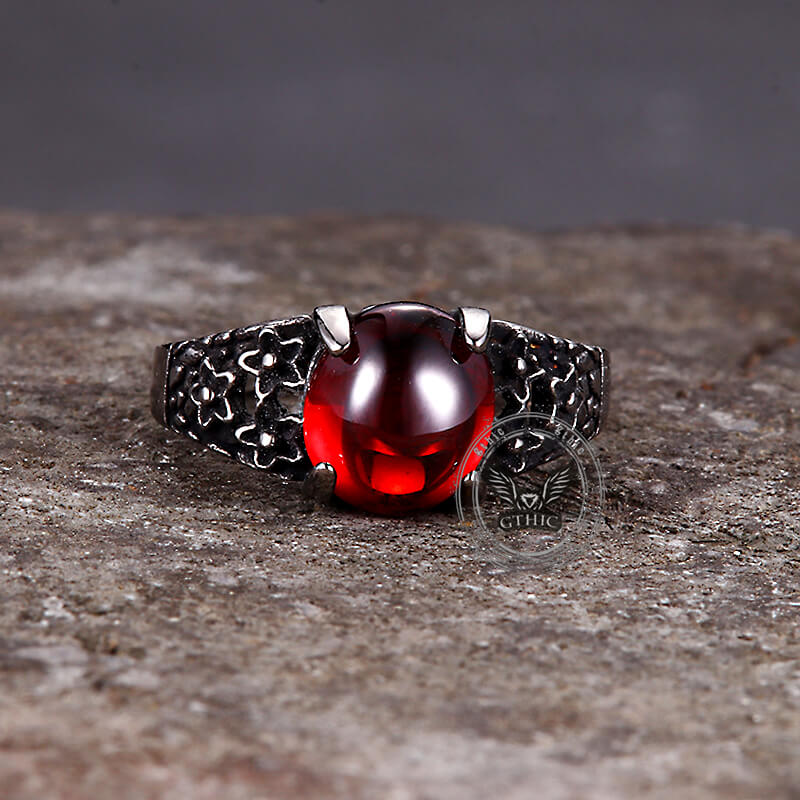 16802-vintage-flower-stainless-steel-gemstone-ring-5.jpg Vintage Flower Stainless Steel Gemstone Ring