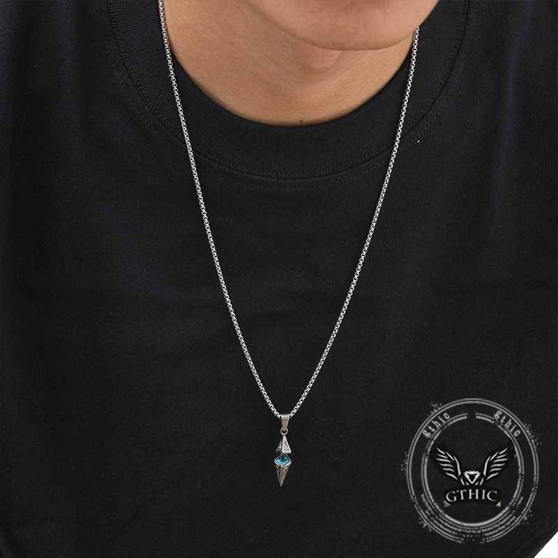 Hip Hop Zircon Inlaid Rhombus Stainless Steel Pendant