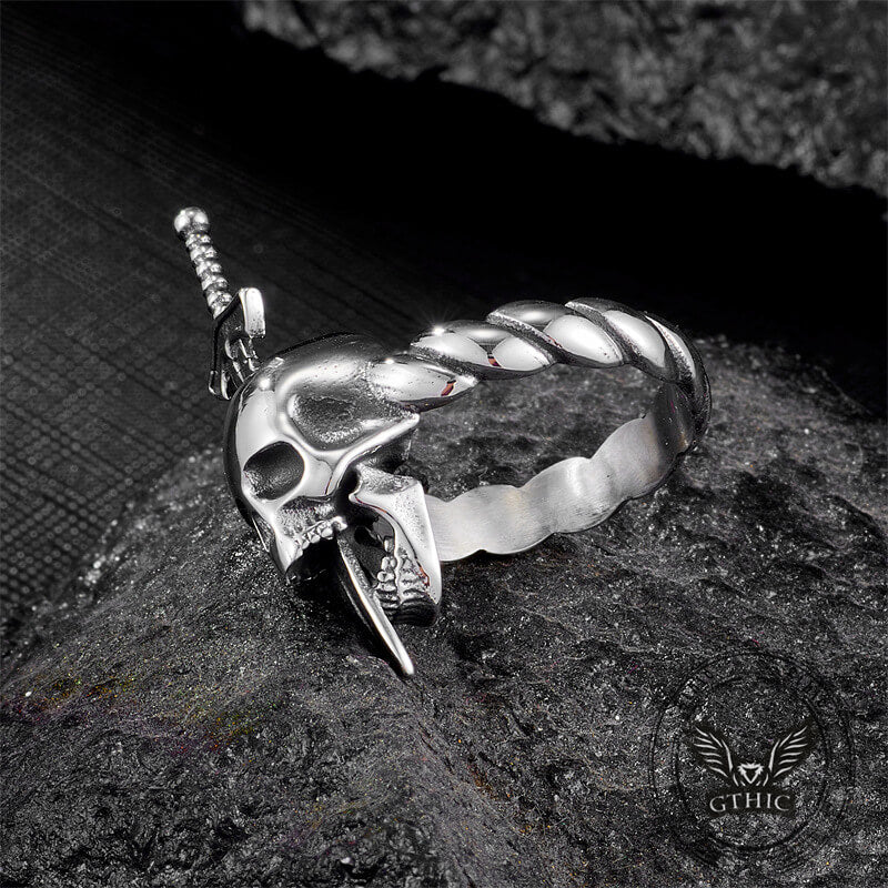 Gothic Sword Skull Stainless Steel Twist Ring