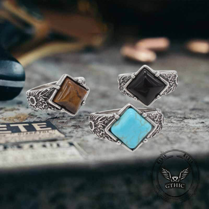 16868-vintage-textured-square-gem-stainless-steel-ring-1.jpg Vintage Textured Square Gem Stainless Steel Ring
