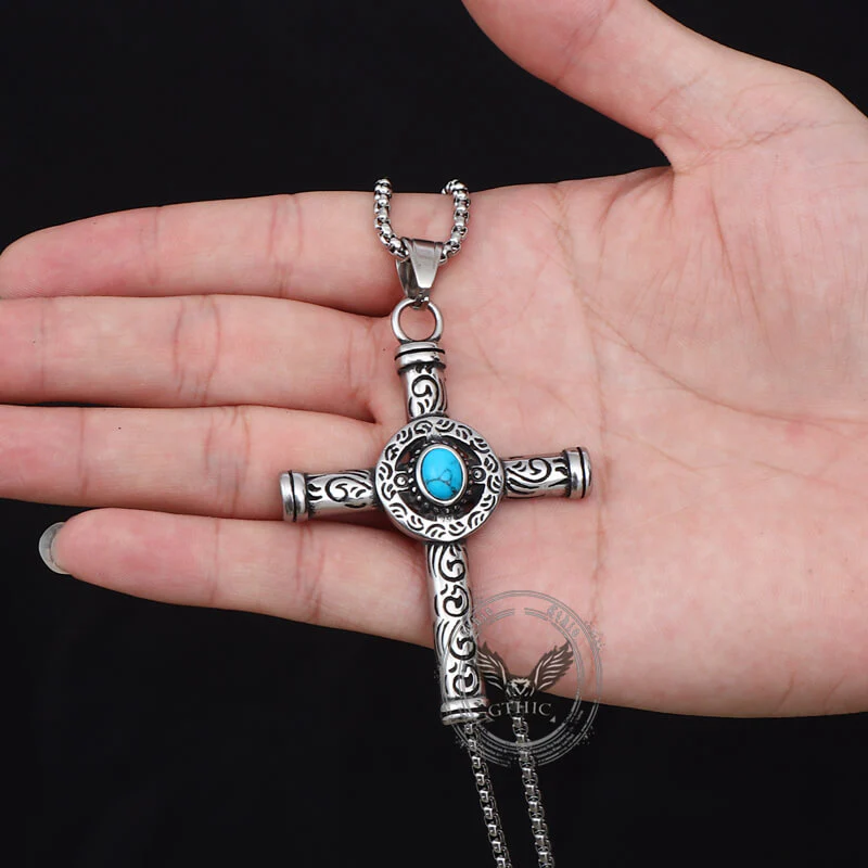 16905-vintage-turquoise-cross-stainless-steel-pendant-3.webp Vintage Turquoise Cross Stainless Steel Pendant