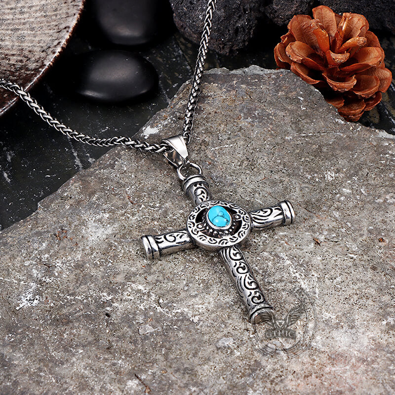 16905-vintage-turquoise-cross-stainless-steel-pendant-4.jpg Vintage Turquoise Cross Stainless Steel Pendant