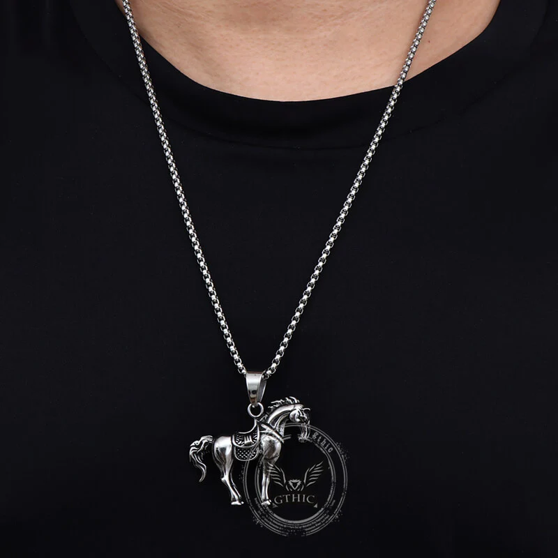 16908-vintage-prairie-horse-stainless-steel-pendant-2.webp Vintage Prairie Horse Stainless Steel Pendant