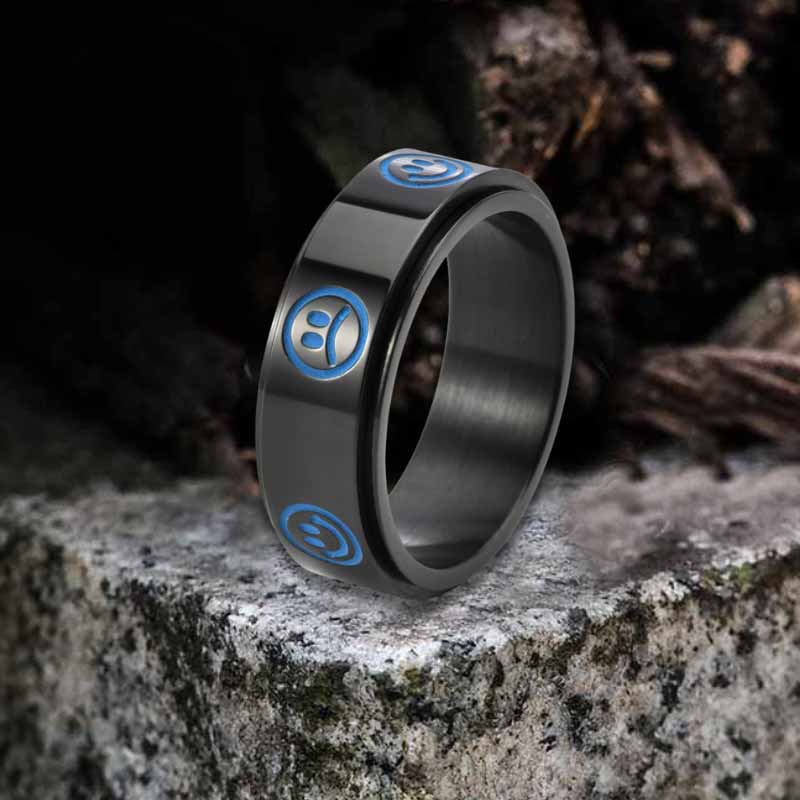 Smiley Face Crying Face Stainless Steel Spinner Ring