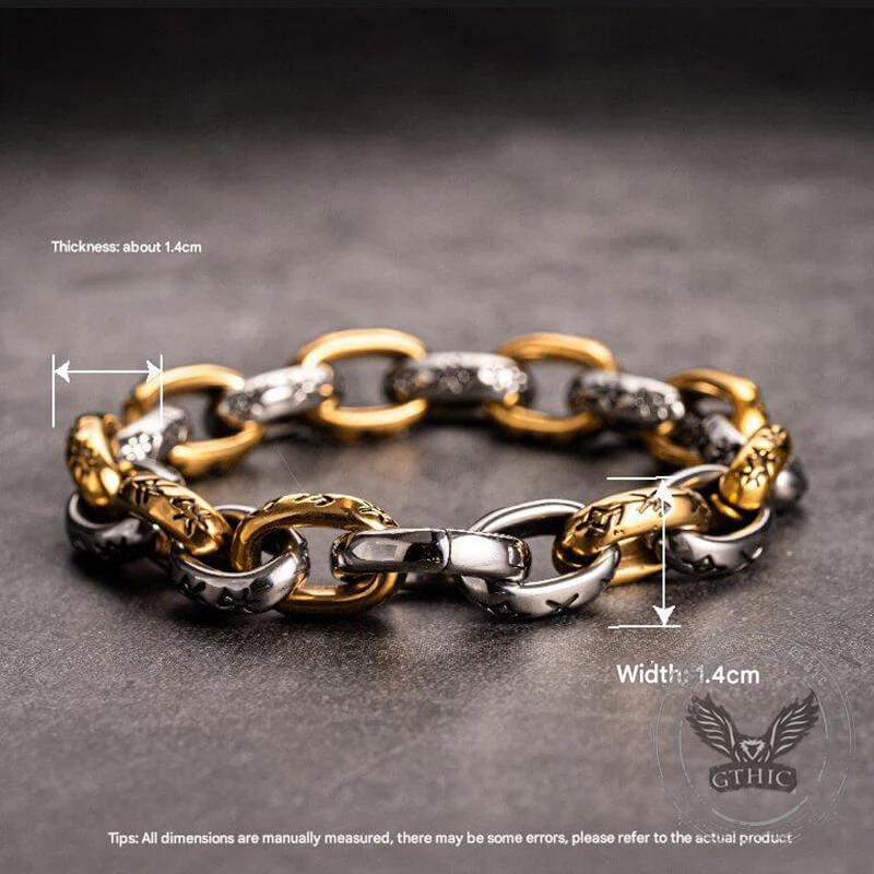 Seven Realms Seal Rune Letter Stainless Steel Viking Bracelet
