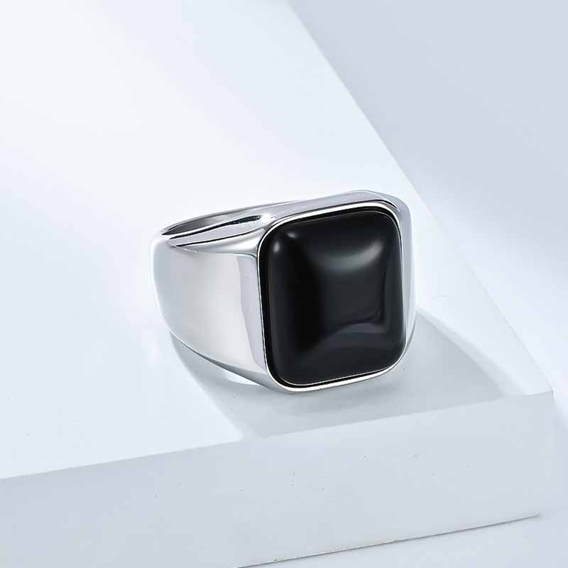 Square Tiger Eye Stone Stainless Steel Ring