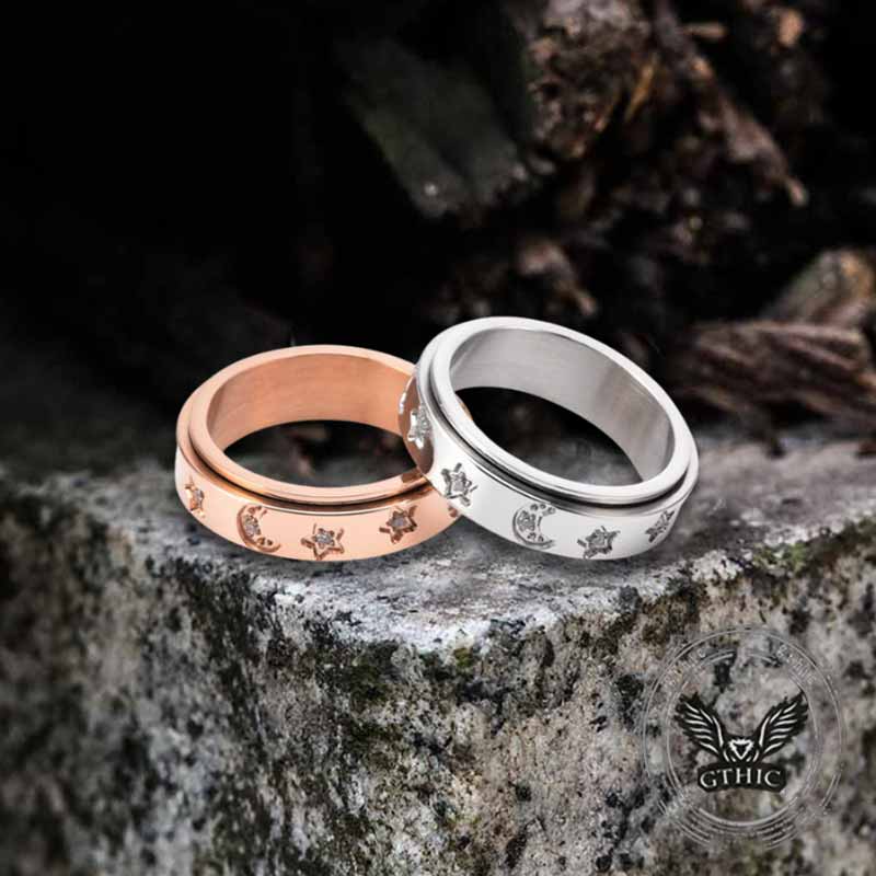 17001-simple-diamond-set-star-moon-stainless-steel-spinner-ring-6.jpg Simple Diamond-Set Star Moon Stainless Steel Spinner Ring